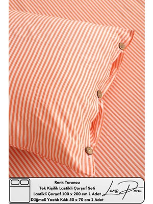 Tek Kişilik Lastikli Çarşaf Seti Pamuklu Iplik Boyalı 100X200CM Düğmeli Yastık KILIFI(50X70CM1ADET)