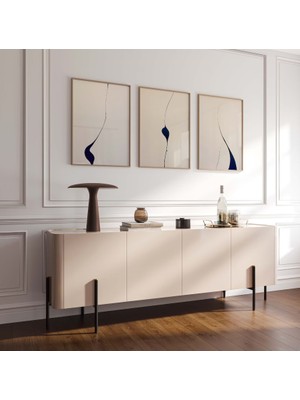 Pam Studio Bej Siyah Minimal Soyut 3’lü Poster Seti - Modern Çizgisel Duvar Tablosu Salon Dekorasyonu