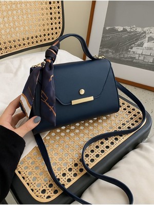 Suni Deri Fular Detaylı El & Omuz Çantası