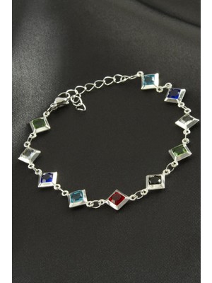 Linarx Kare Kristal Taşlı Çelik Bileklik