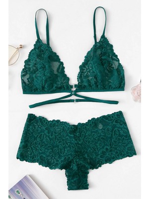 Intive Lingerie Kadın Yeşil Özel Şık Sütyen Külot Takımı