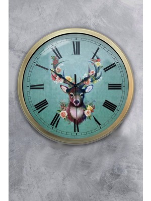 Kasva Concept 40 cm Eskitme Metal Geyik Duvar Saati