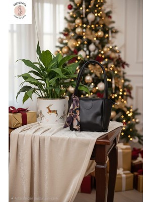 Trendniva Fular Detaylı Şık El ve Omuz Çantası