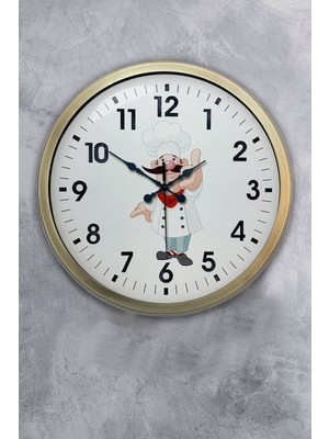 Kasva Concept 40 cm Eskitme Metal Aşçı Mutfak Duvar Saati