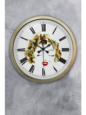 Kasva Concept Hediyelik 40 cm Eskitme Metal Kadın Duvar Saati