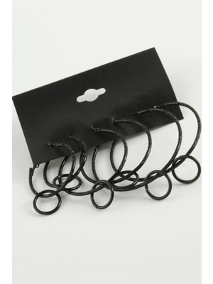 Linarx Noktalı Iç Içe Metal Halka Küpe 6 Adet