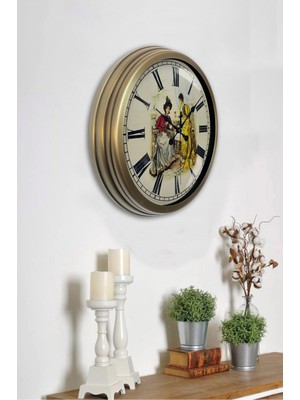 Kasva Concept Hediyelik 40 cm Eskitme Metal Nostalji Duvar Saati