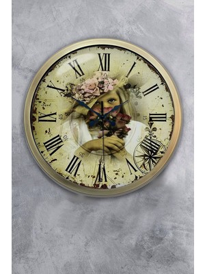 Kasva Concept Hediyelik 40 cm Eskitme Metal Romen Duvar Saati