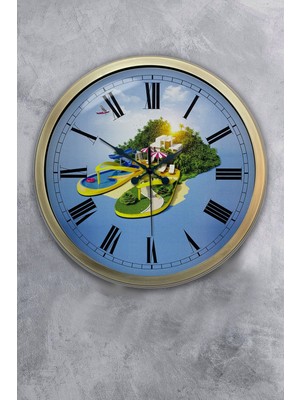 Kasva Concept 40 cm Eskitme Metal Tatil Turizm Duvar Saati