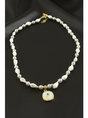 Linarx Çiçek Deniz Kabuğu Inci Mineli Kolye