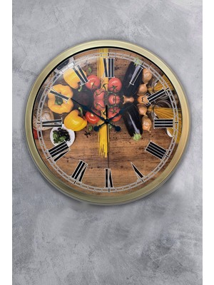 Kasva Concept Hediyelik 40 cm Eskitme Metal Mutfak Duvar Saati