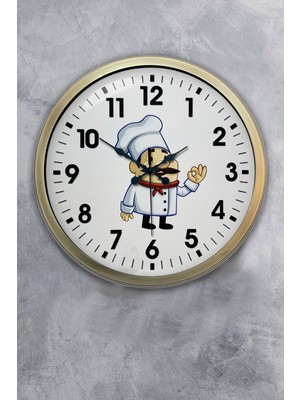 Kasva Concept 40 cm Eskitme Metal Aşçı Hediyelik Duvar Saati