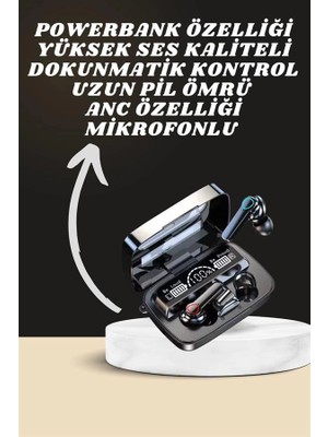 No 35 Moda Dijital Göstergeli Powerbank Kulaklık ve 7 Kordonlu Yeni Nesil Akıllı Saat Amoled Ekran