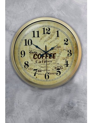 Kasva Concept Hediyelik 40 cm Eskitme Metal Kahve Duvar Saati