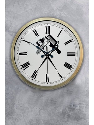 Kasva Concept Hediyelik 40 cm Eskitme Metal Kuaför Duvar Saati