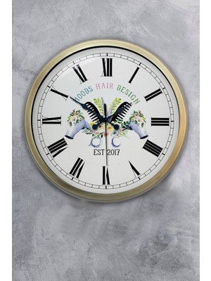 Kasva Concept Hediyelik 40 cm Eskitme Metal Kuaför Duvar Saati