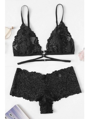 Intive Lingerie Kadın Siyah Özel Şık Sütyen Külot Takımı