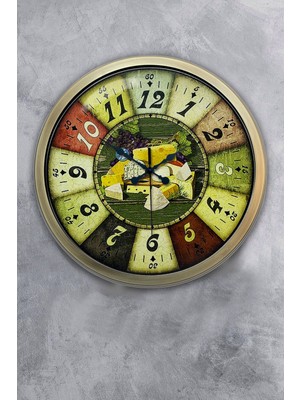 Kasva Concept 40 cm Eskitme Metal Breakfeast Hediyelik Duvar Saati