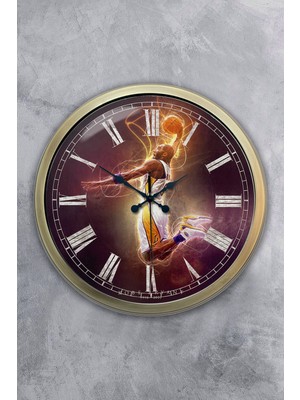 Kasva Concept 40 cm Eskitme Metal Basketbol Hediyelik Duvar Saati