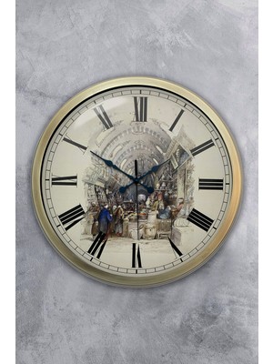 Kasva Concept 40 cm Eskitme Metal Eski Çarşı Duvar Saati