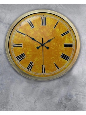 Kasva Concept 40 cm Eskitme Metal Yellow Duvar Saati