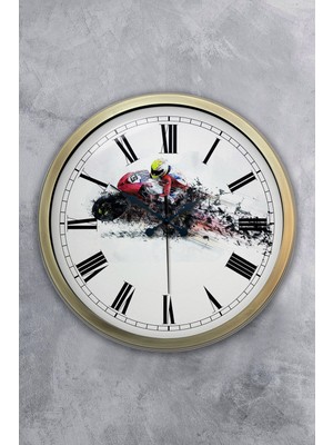 Kasva Concept Hediyelik 40 cm Eskitme Metal Motorsiklet Duvar Saati