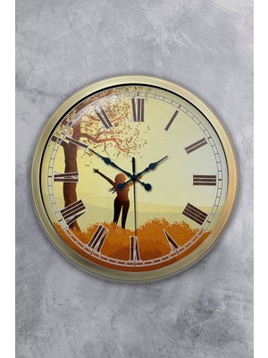 Kasva Concept Hediyelik 40 cm Eskitme Metal Özgürlük Duvar Saati
