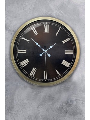 Kasva Concept 40 cm Eskitme Metal Siyah Romen Duvar Saati