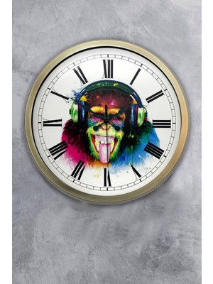 Kasva Concept Hediyelik 40 cm Eskitme Metal Maymun Duvar Saati