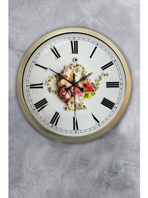 Kasva Concept Hediyelik 40 cm Eskitme Metal Papatya Duvar Saati
