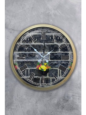 Kasva Concept 40 cm Eskitme Metal Taş Yapı Duvar Saati