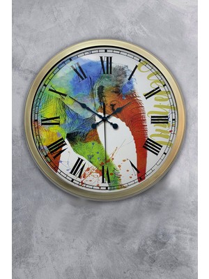 Kasva Concept Hediyelik 40 cm Eskitme Metal Rengarenk Duvar Saati