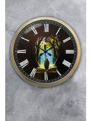 Kasva Concept 40 cm Eskitme Metal Kitap - Insan Duvar Saati