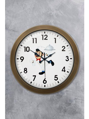 Kasva Concept Hediyelik 40 cm Eskitme Metal Aşçı Mutfak Duvar Saati
