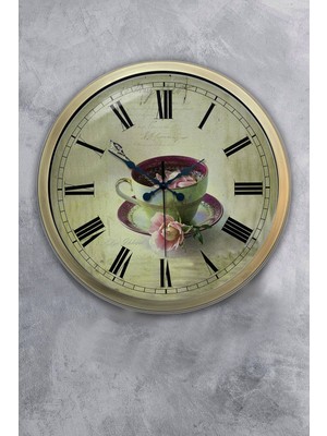 Kasva Concept Hediyelik 40 cm Eskitme Metal Cafe Duvar Saati