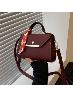 Suni Deri Fular Detaylı El & Omuz Çantası