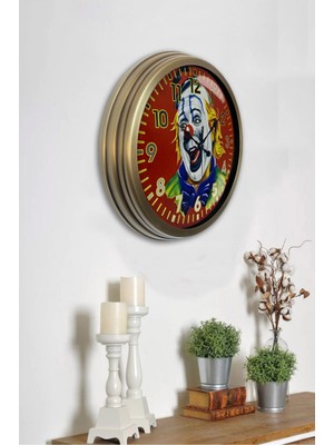 Kasva Concept Hediyelik 40 cm Eskitme Metal Palyaço Duvar Saati