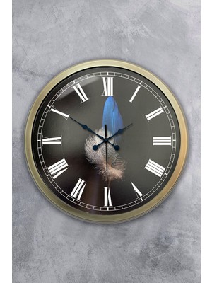 Kasva Concept Hediyelik 40 cm Eskitme Metal Tüy Duvar Saati