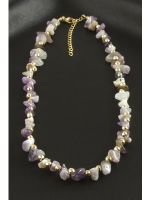 Linarx Amatist Kırık Doğaltaş Kolye