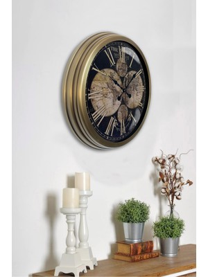 Kasva Concept 40 cm Eskitme Metal Dünya Haritası Duvar Saati