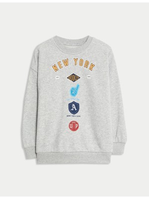 Marks & Spencer Pamuk Karışımlı Grafik Baskılı Sweatshirt (2–8 Yaş)