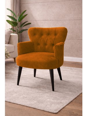 Kayser Home Modern Babyface Kumaş Berjer Koltuk – Ahşap Siyah Ayaklı | Bakır