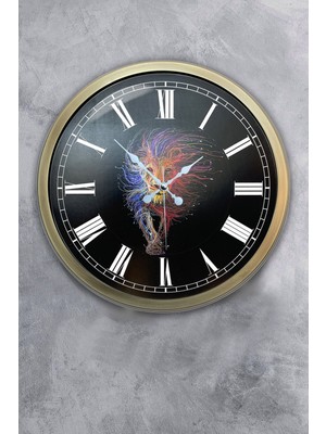 Kasva Concept 40 cm Eskitme Metal Aslan Hediyelik Duvar Saati