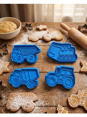 Ekol 3D Iş Makinası Temalı Kurabiye Kalıbı Seti 4'lü