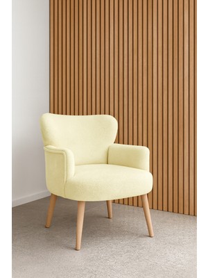 Kayser Home Welsoft Yumuşak Kumaş Modern Berjer Tekli Koltuk | Demonte | Ahşap Naturel Ayaklı | Krem