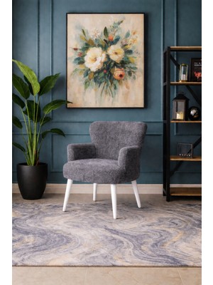 Kayser Home Welsoft Yumuşak Kumaş Modern Berjer Tekli Koltuk | Demonte | Ahşap Beyaz Ayaklı | Kırçıllı