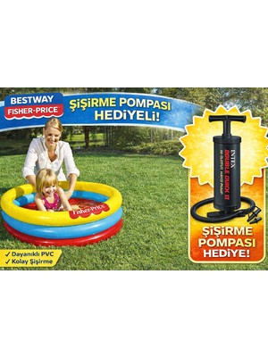 Direkstoktan Bestway Fisher-Price Çocuk Şişme Havuzu 91 x 25 cm – 93501 / Şişirme Pompası Hediyeli