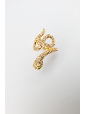 Stella Fortis Yılan Figürlü Spiral Kadın Yüzük - Zirkon Taşlı | Paslanmaz Çelik