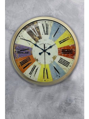 Kasva Concept Hediyelik 40 cm Eskitme Metal Rengarenk Duvar Saati