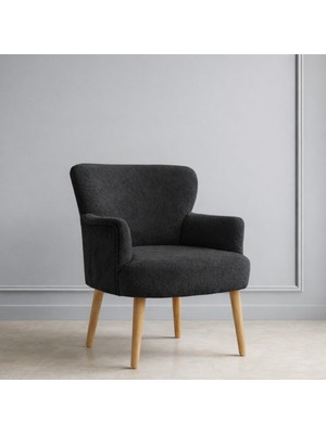 Kayser Home Welsoft Yumuşak Kumaş Modern Berjer Tekli Koltuk | Demonte | Ahşap Naturel Ayaklı | Antrasit